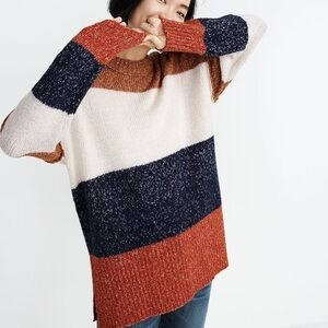 MADEWELL Striped Baxter Color Block Alpaca Blend Sweater Tunic Oversized Medium